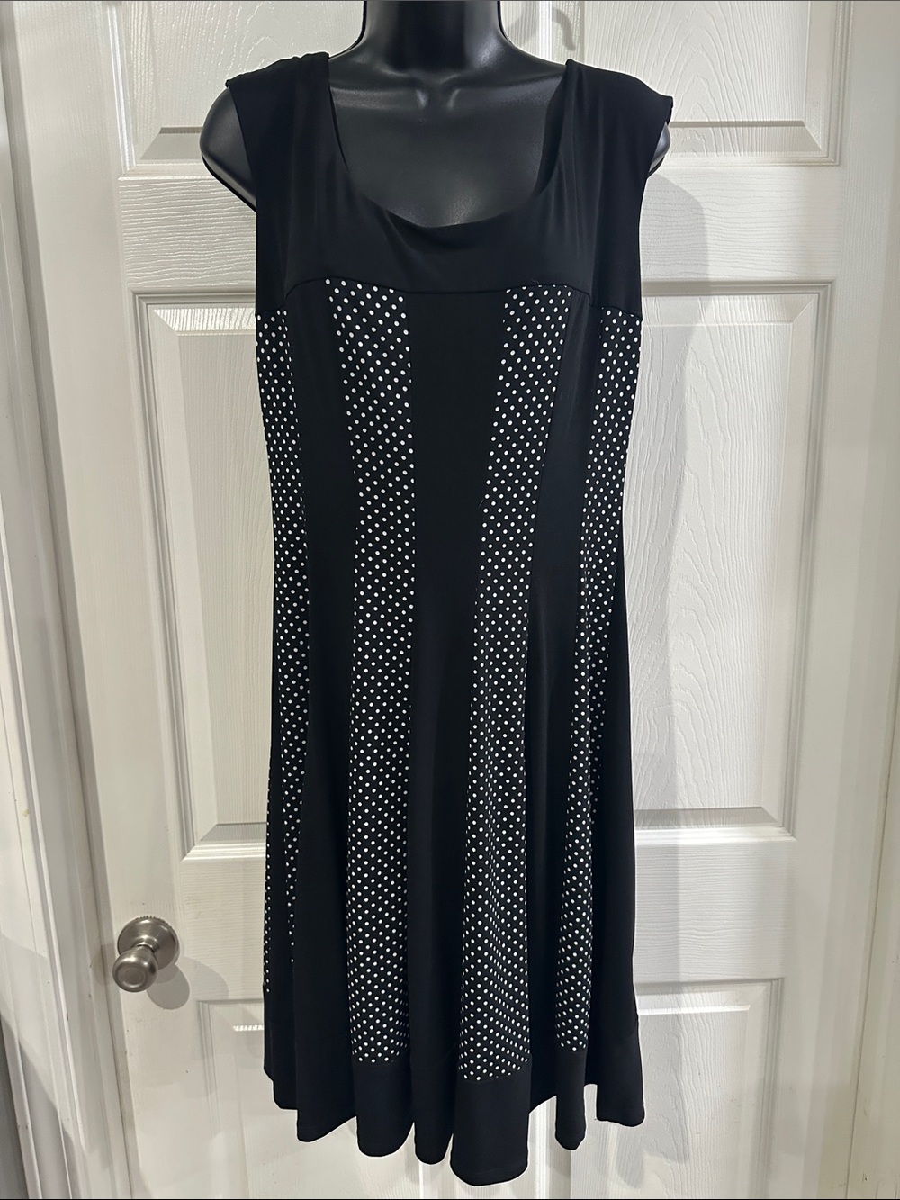 connected apparel Black Polka Dot Panel Midi Dress